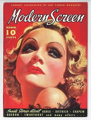 MODERN SCREEN Mag - March 1936 - Beautiful MARLENE DIETRICH Cover  Very Rare • $74.50