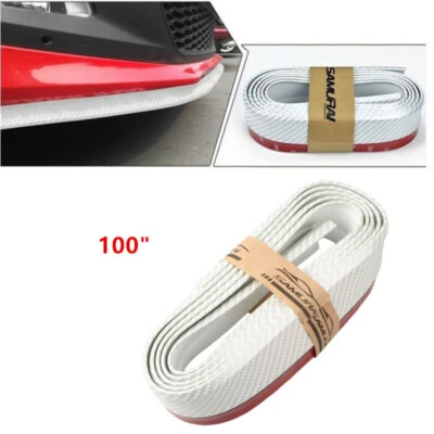 $12.49 • Buy 100  White Caron Fiber Print Front Bumper Lip Splitter Spoiler Skirt Protector