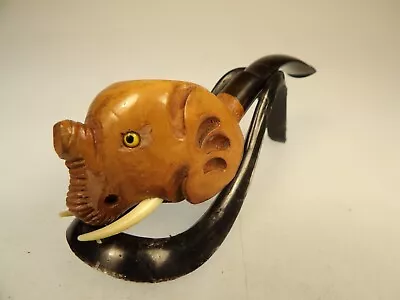 “Imported Briar” Made In Italy” Hand Carved Elephant Pipe Vulcanite Rubber Stem • $9.99