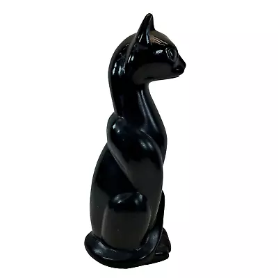 Vintage MCM Mid Century Long Neck Ceramic Black Cat Tall 20.5  • $49.95