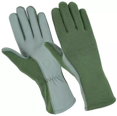 Tactical Nomex Flight Flyers Pilot Fire Resistant Leather Gloves-green Xs-xxl • $17.95