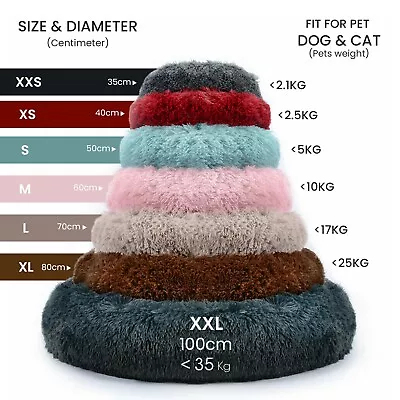 £9.95 • Buy UK Warm Pet Calming Beds Comfy Fluffy Dog Bed Cat Nest Mattress Donut Pad S~XL