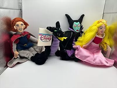 Vtg 4 Pc NWT Disney 8” Sleeping Beauty Aurora Prince Phillip Maleficent Dragon • $24.99