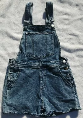 BP. Women's Stone Wash Blue Denim Bib Shortalls Suspenders EUC Size XS X-Small • $12.95