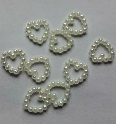 100 Pearl Hearts Wedding Confetti Scatter Decorations Card Making Reusable • £3.99