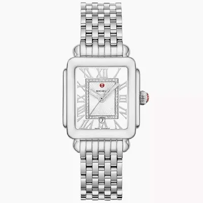 New Michele Deco Madison Mid 31mm Silver Diamond Women's Watch MWW06G00001 • $999