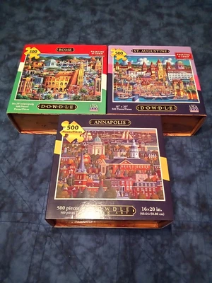 $15.99 • Buy Eric Dowdle Lot Of 3 Annapolis, Rome And St Augustine 500 Piece Jigsaw Puzzles.