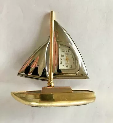 Vintage  Elgin  Sailboat Mini Clock Battery Operated Quartz Analog - Preowned • $25