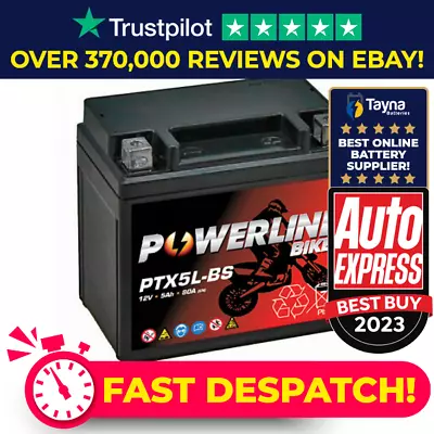 PTX5L-BS Replaces YTX5L-BS BATTERY 50CC 90CC 110CC ATV QUAD NTS5LBS • £21.75