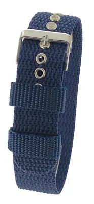 Blue One-Piece Nylon Sports Fabric Thread Through Watch Strap 18 / 20 / 22mm • £4.20