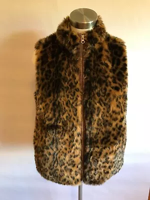 J. Crew Brown Animal Print Zip Up Vest Size Small • $34.12