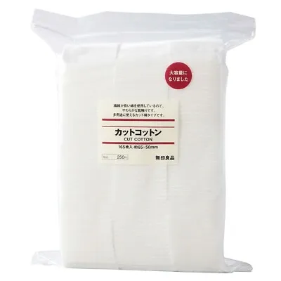 MUJI Organic Facial Cut Cotton Pads 165 Sheets 65x50mm Made In Japan • £8.99