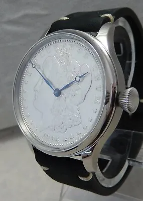 Waltham 12s Pocket To Wrist Watch Conversion 44mm Morgan Silver Dollar Dial 1904 • $2395