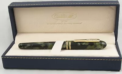 Conklin Symetrik Green/Black Marble & Gold Fountain Pen - Fine Nib - New In Box • $35