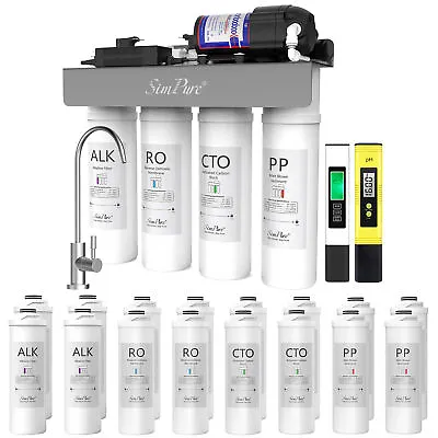 SimPure WP2-400GPD UV Alkaline PH+ Reverse Osmosis Water System+LCD TDS PH Meter • $209.99