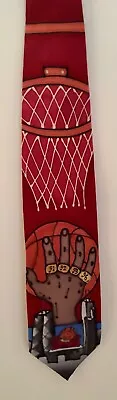 VTG CHICAGO BULLS HAND PAINTED Signed 1996 NBA CHAMPIONS Tie Art Michael Jordan • $9