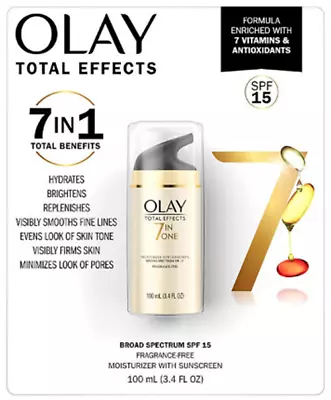 Olay Total Effects Face Moisturizer SPF 15 Fragrance-Free (3.4 Fl. Oz.) • $54.82