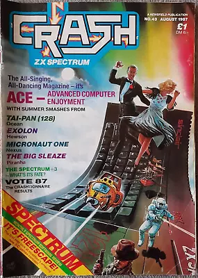 CRASH - Sinclair ZX Spectrum Magazine - Issue # 43 - August 1987 - RARE • £2.99