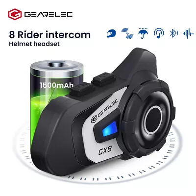 1500M 8Riders Helmet Intercom Motorcycle Bluetooth Headset Hands Free Waterproof • $49.99