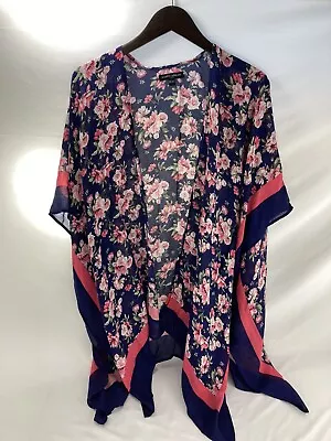 Mario Serrani Womens Wrap One Size Fits In Blue Amd Pink W Floral Design • $8.99