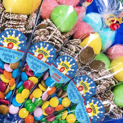 Pre-filled Party Sweet Cones With Personalised BOWLING Sticker Party Bags • £2.20