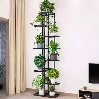 Metal 8 Tier Tall Plant Stand Multiple Flower Pot Holder Shelves Planter Shelf D • $55.99