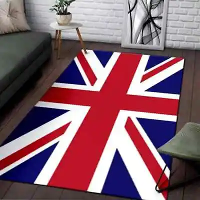 Union Jack Uk Flag British Large Soft Memory Foam Area Rug Living Room Bedroom • £17.99