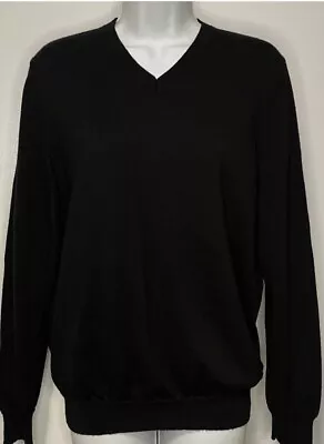 Joseph Abboud Extra Fine Merino Wool V-neck Stretch Sweater Men's Black XL • $16.99