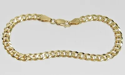 9ct Gold On Silver Ladies Solid Curb Bracelet - 7.5 Inch • £16.95