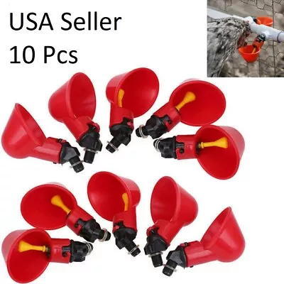 10PCS Poultry Water Drinking Cups Chicken Hen Quail Plastic Automatic Drinker • $8.99