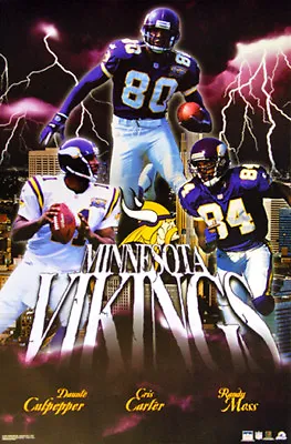 Minnesota Vikings LIGHTNING STRIKE Randy Moss Culpepper Cris Carter 22x34 POSTER • $35.99