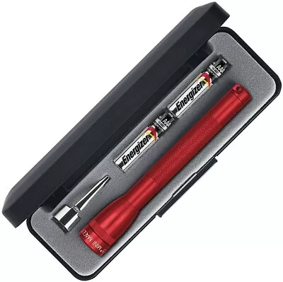 Mag-Lite Mini Maglite Flashlight Resists Water/Impact Batteries Red Aluminum • $16.39