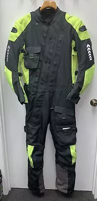 Joe Rocket Survival One Piece Motorcycle Suit Black Green Hi-Viz NO ARMOR Mens L • $295