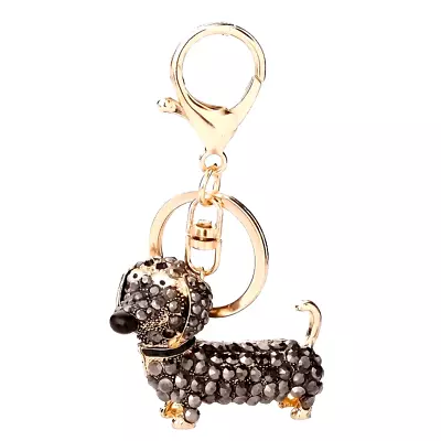 Black Shiny Rhinestone Dachshund Pendant Keychain Pendant Car Keychain Gift • $16.98