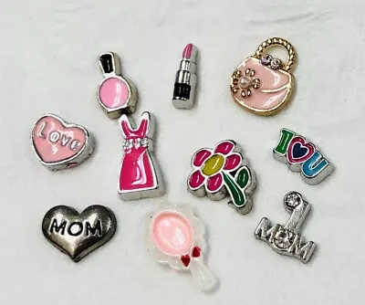 Mothers Day Set Of 10 Floating Charms. Love Lipstick Nail Polish Heart#1 MOM • $3