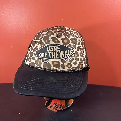 Vans Off The Wall Black Leopard Print Otto Hat Cap Mesh Skateboard • $16.49