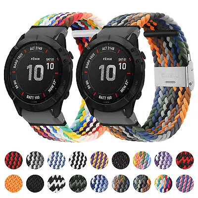 Quick Fit Braided Nylon Watch Band Strap For Garmin Fenix 7 Solar 6 5 Epix Pro • $22.99