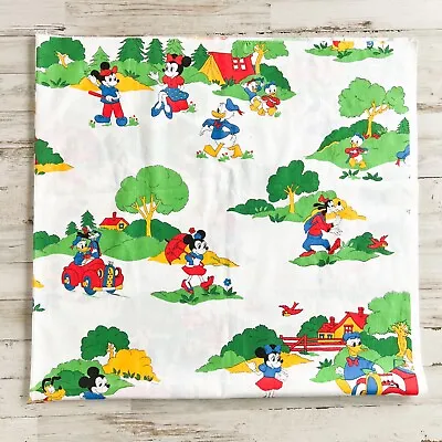 Vintage Walt Disney Productions Ameritex Screen Print Mickey Donald  Fabric READ • $55