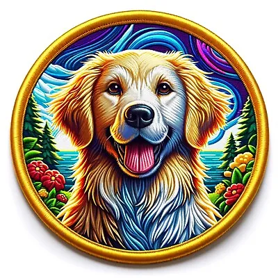 Golden Retriever Dog Patch Iron-on Applique Animal Badge Canine K9 Family Pet • $4.95