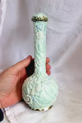 Vintage Hand Painted Plaster Over Glass Barber Bottle • $35