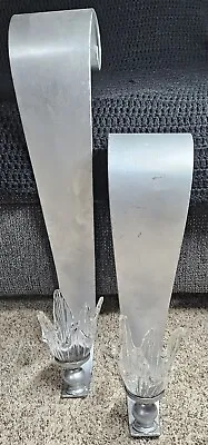 2 Large Silver Sconce Metal Candle Holder W/glass Tulip  • £80.03