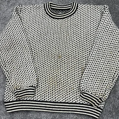 LL Bean Sweater Men Large Tall Vintage Norway Birdseye Heavy Wool Pullover Flaws • $55