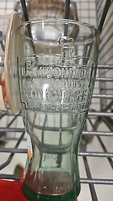  McDonalds Coca-Cola Drinking Glass Clear And Blue Retro Logo Etched 15 Cents • $8