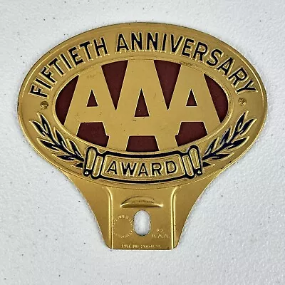 Vintage 1952 AAA 50th Anniversary Award License Plate Emblem Topper • $99.99