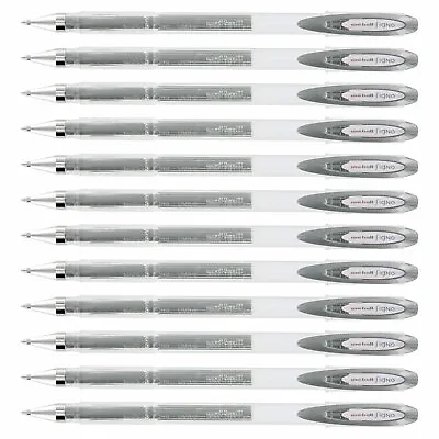 Uni-Ball Signo Gel Stick Pen 0.7mm Medium Point Metallic Silver 12-Count • $7.99