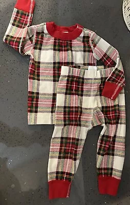 Hanna Andersson Size 85 2T Christmas Pajamas Fair Isle Red Plaid Toddler 2 Piece • $13.50