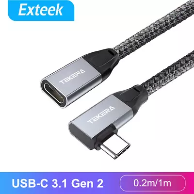 $16.95 • Buy Right Angled USB-C Type-C Male To Female Extension Data Cable Cord 100W 10Gbps