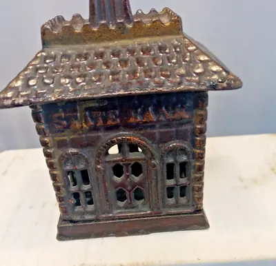 Vtg Metal  Coin Bank  Cast Iron  State Bank Building • $39.99
