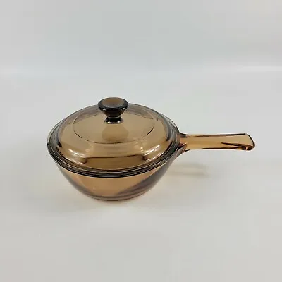 Vintage Corning Ware Vision .8L Sauce Pan Amber Glass 81-B With Lid • $14.95