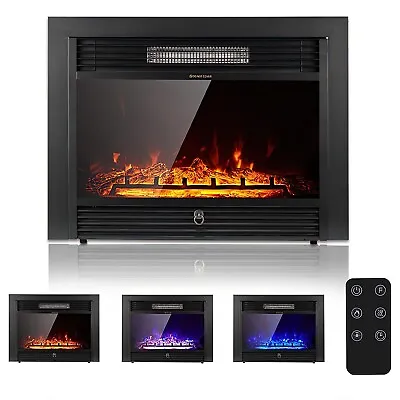 28.5''/72cm Insert/Wall Mount Electric Fireplace Heater W/LED Flames Log 3 Color • £89.99